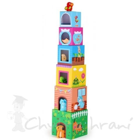 Stavební kostky s figurkami zvířátek