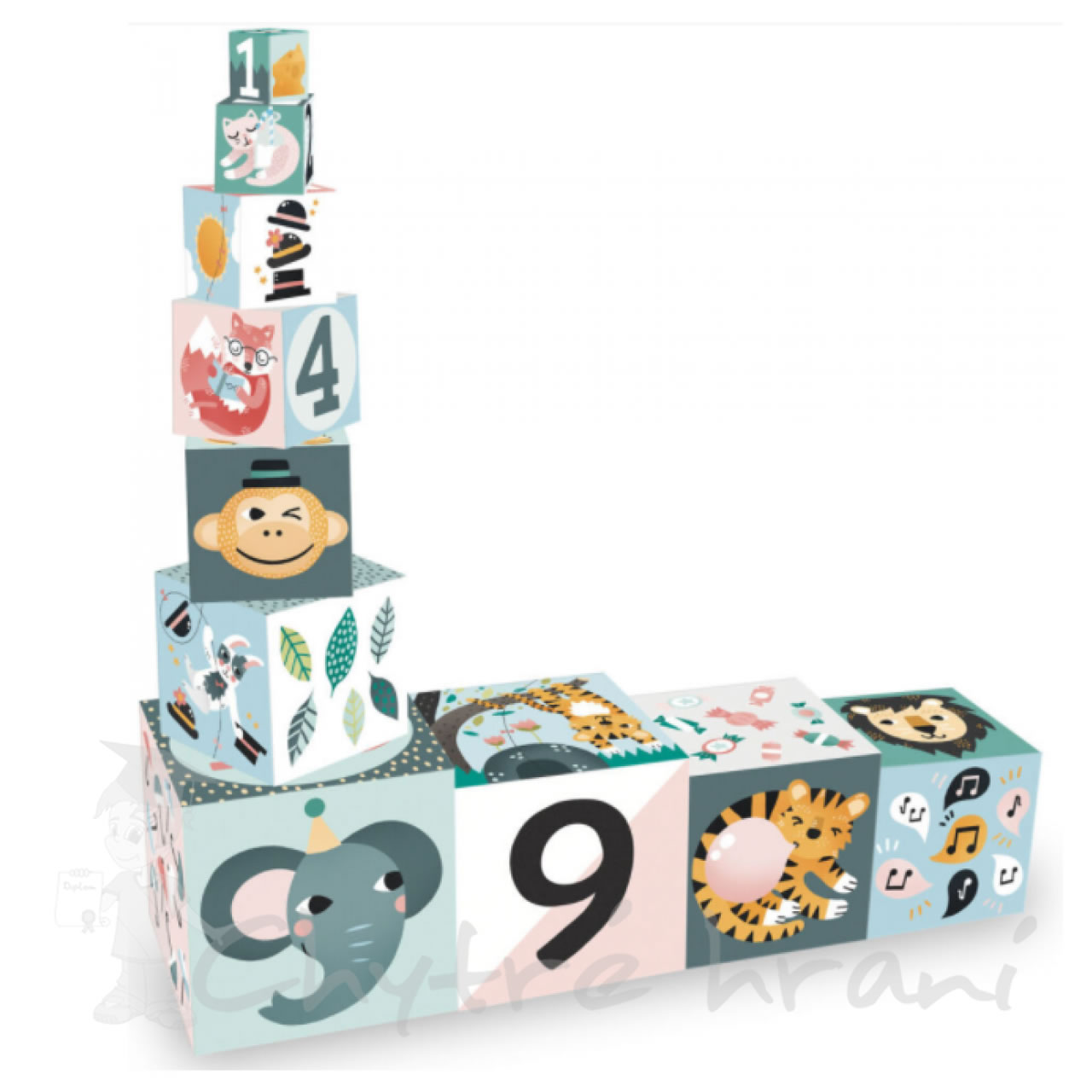 Kostky se zvířátky a čísly