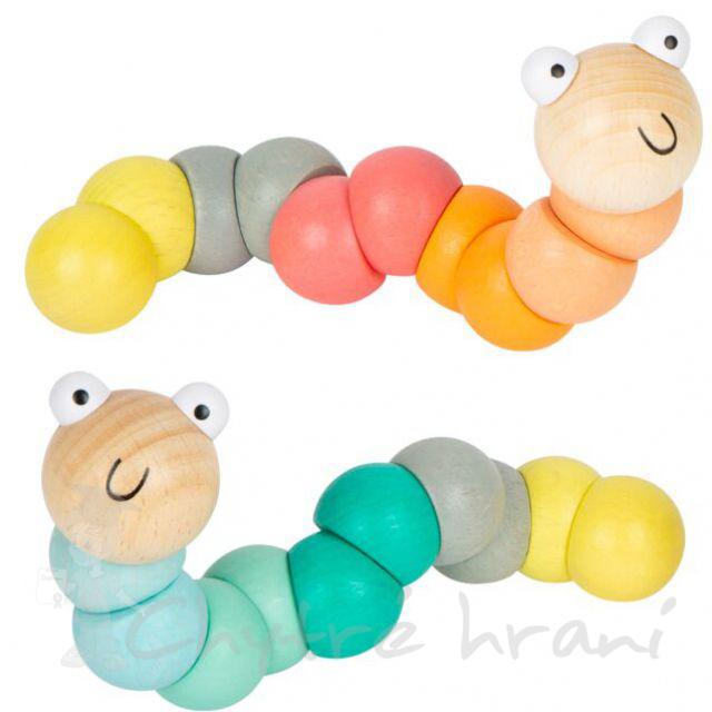 Dřevěná barevná housenka - malá