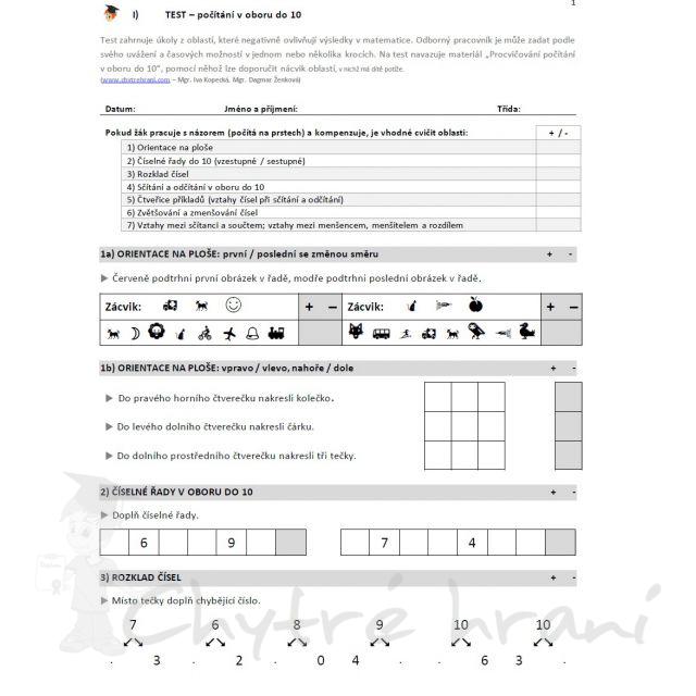 Počítání v oboru do 10 - elektronicky